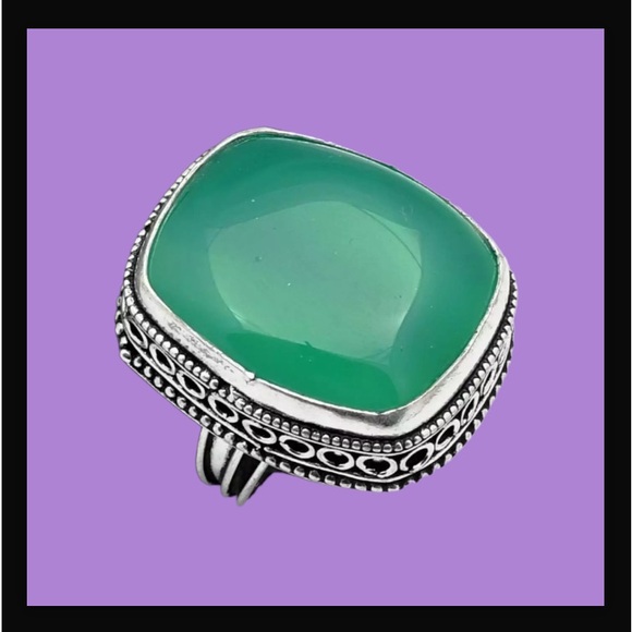 Green Onyx Gemstone Handcrafted Antique Design Ring US Size-8.75 Made In India - Picture 11 of 11